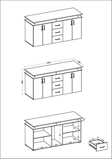 Highboard - B ca. 178 cm, Sonoma Eiche Nachbildung, Weiß