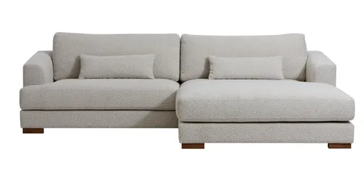 Ecksofa Belford - 1,5-Sitzer mit Longchair rechts, inkl. 2 Dekokissen, Stoff, Weiß