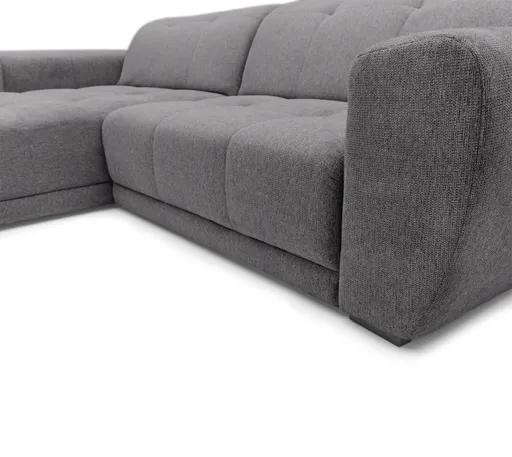 Ecksofa - Longchair links mit 2-Sitzer, Kopfteil verstellbar, Sitztiefe verstellbar motorisch, Stoff, Anthrazit