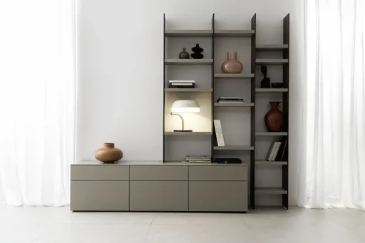 Wohnwand 3900 - Lack matt, hellgrau