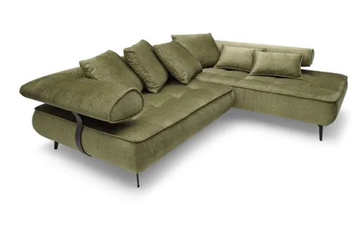 Ecksofa - 2-Sitzer, Ecke rechts inkl. Schlaffunktion, Relaxfunktion, Stoff, Olive