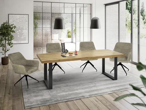 Esstisch - LB ca. 240x100 cm, Eiche massiv geölt, Schwarz