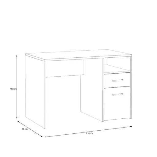 Schreibtisch FILIPO- LB ca. 110x60 cm, Eiche Dekor, Weiß