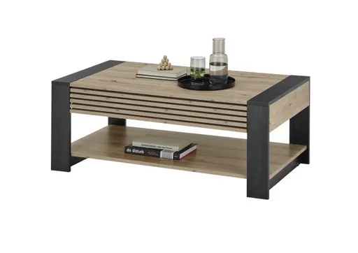 Couchtisch - LB ca. 108x60 cm, Artisan Eiche Nachbildung, Schwarz
