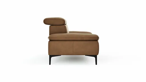 Sofa Felipa - 3-Sitzer inkl. Kopfteil verstellbar, Leder, Cognac