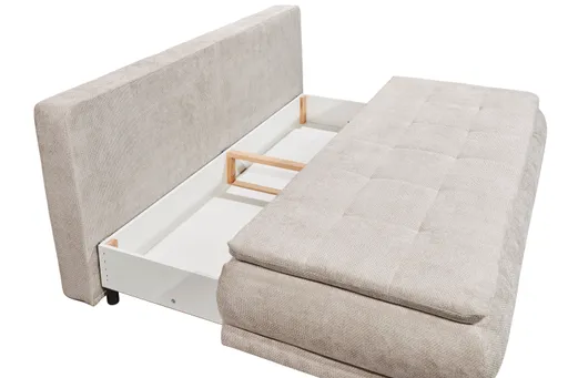 Schlafsofa - 3-Sitzer inkl. Schlaffunktion mit Bettkasten, Stoff, Hellgrau