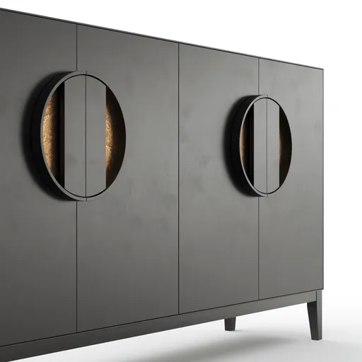 Sideboard Jyn - BHT ca. 197x109x46 cm, Lack, Schwarz
