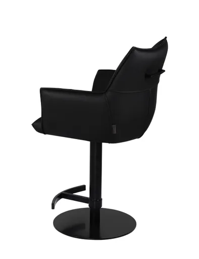 Barhocker MELE - drehbar, höhenverstellbar, Leder, Schwarz