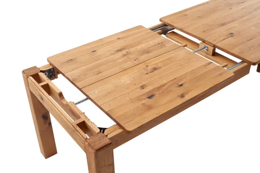 Esstisch - ausziehbar, LB ca. 180 (260) x90 cm, Balkeneiche massiv