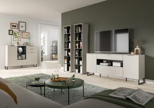 Highboard - B ca. 150 cm, Kaschmir, Schwarz