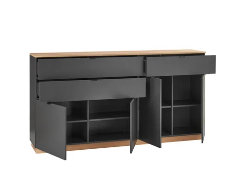 Sideboard- Anthrazit, Eiche Dekor