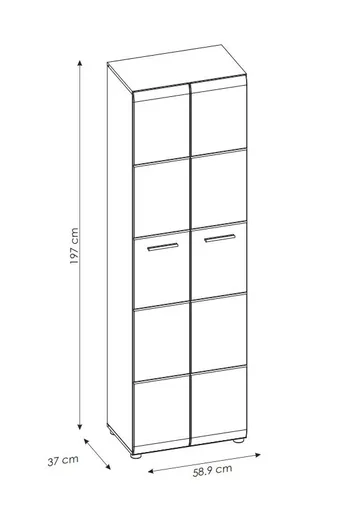 Garderobenschrank- Weiß, Weiß, Hochglanz