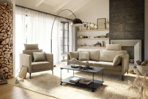 Sofa - 2-Sitzer, Stoff, Braun