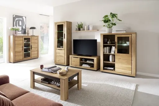 TV-Lowboard - B ca. 123 cm, Wildeiche massiv geölt