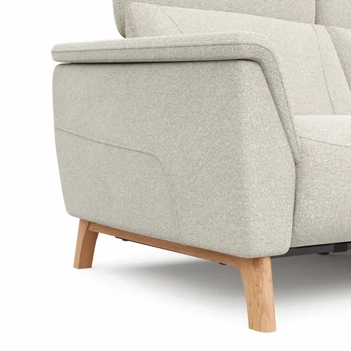 Ecksofa Nevin - 2-Sitzer mit Longchair rechts, inkl. Relaxfunktion (motorisch) und Kopfpolsterverstellung, Stoff, Weiß