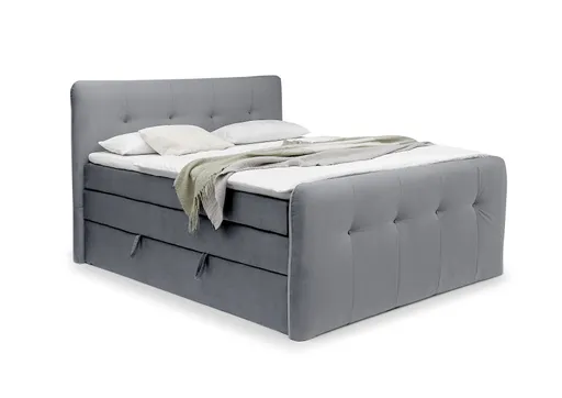Boxspringbett HOLLIE- Liegefläche ca. 180x200 cm, Stoff, Stahl, inkl. Topper