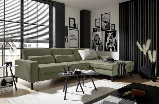  Ecksofa CALM Move 2.0 - 2,5-Sitzer mit Longchair rechts, Feincord, Olive