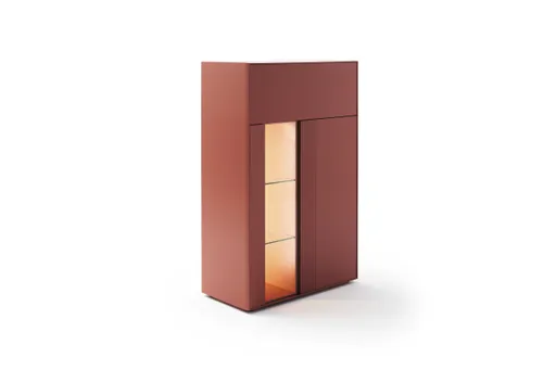 Highboard Colore - mit Beleuchtung, BHT ca. 90x144x45 cm, Lack, Samtbeere