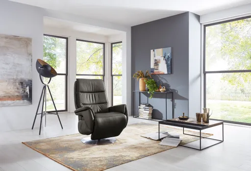 Fernsehsessel EM Pirna-Plus - Relaxfunktion motorisch, Leder, Anthrazit