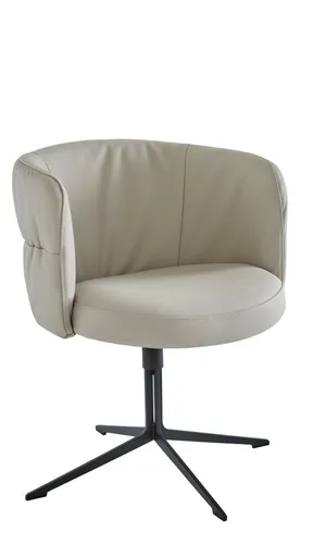 Armlehnstuhl Milana - drehbar, Leder, Offwhite