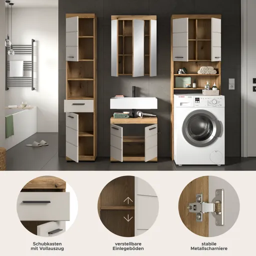 Badblock - 4-teilig, Evoke Eiche Nachbildung, Kaschmir