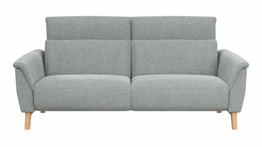 Sofa Nevin - 3-Sitzer inkl. Kopfpolsterverstellung, Stoff, Silbergrau