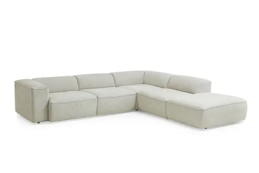 Ecksofa - 3-Sitzer mit Ecke rechts, Stoff, Natur