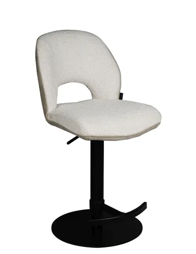 Barhocker MAILE - drehbar, höhenverstellbar, Stoff, Creme