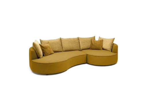 Ecksofa - 2-Sitzer, Ecke rechts, Stoff, Curry