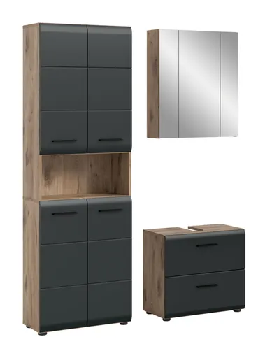 Spiegelschrank - B ca. 60 cm, Nox Eiche Nachbildung