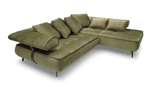 Ecksofa - 2-Sitzer, Ecke rechts inkl. Schlaffunktion, Relaxfunktion, Stoff, Silberfarben
