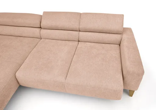 Ecksofa CHENOA - 2-Sitzer mit Longchair rechts, Sitzvorzug motorisch, Stoff, Pfirsich