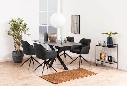 Esstisch ABBIGAIL - LB ca. 160x90 cm, Schwarz