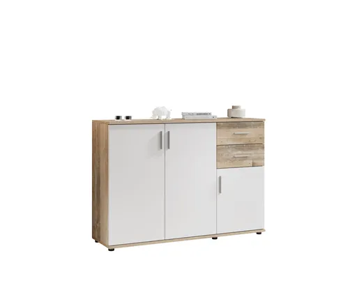 Kommode - B ca. 120 cm, Holz Nachbildung, Weiß