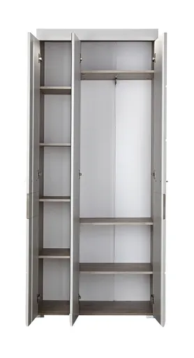 Garderobenschrank - B ca. 84 cm, Silbereiche Nachbildung, Weiß