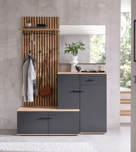Kompaktgarderobe - Anthrazit, Artisan Eiche Nachbildung