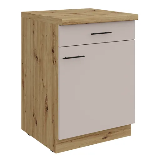Unterschrank- B ca. 60 cm, Eiche Dekor, Kaschmir, Matt