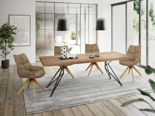 Armlehnstuhl MATTEA - drehbar, Stoff, Bordeaux