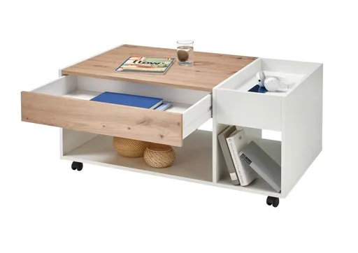 Couchtisch - B/H/T ca. 110x44x60 cm, Weiß Dekor