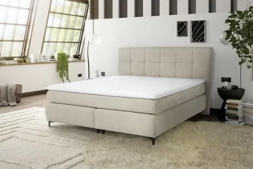 Boxspringbett- Ligefläche ca. 180x200 cm, Stoff, Beige