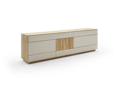 Sideboard Mileto - BHT ca. 234x70x46 cm, Farbglas Lichtgrau, Naturdesign