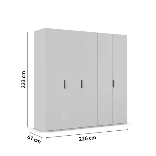 Drehtürenschrank ROVERO- B ca. 225 cm, Hellgrau