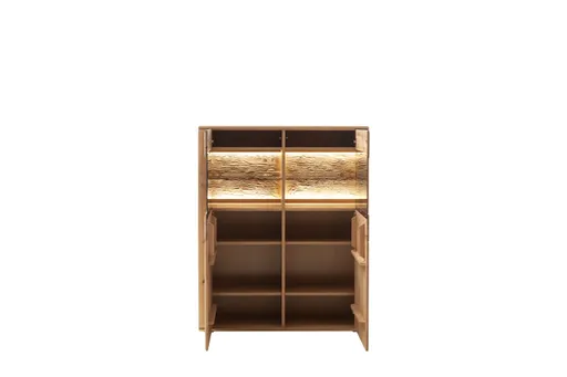 Highboard mit Beleuchtung - Balkeneiche, massiv