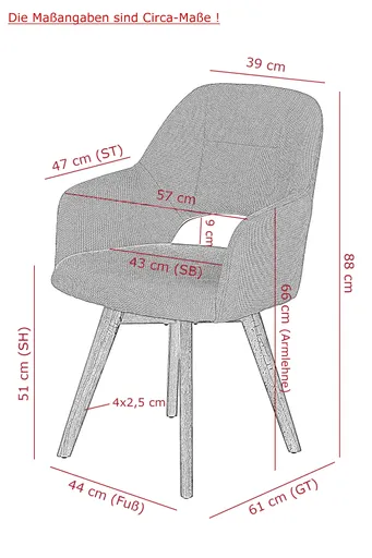 Armlehnstuhl - drehbar, Stoff, Anthrazit