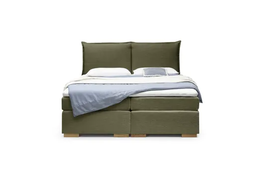 Boxspringbett SANDRIN A- Liegefläche ca. 200x200 cm, Stoff, Olivgrün, inkl. Stauraum