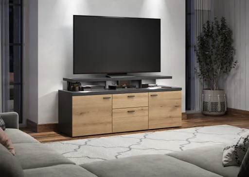 TV-Lowboard - B ca. 151 cm, Matera, Eiche Coast Evoke Nachbildung