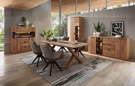 Sideboard - mit Beleuchtung, Wildeiche teilmassiv
