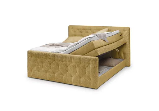 Boxspringbett- Liegefläche ca. 180x200 cm, Stoff, Goldfarben
