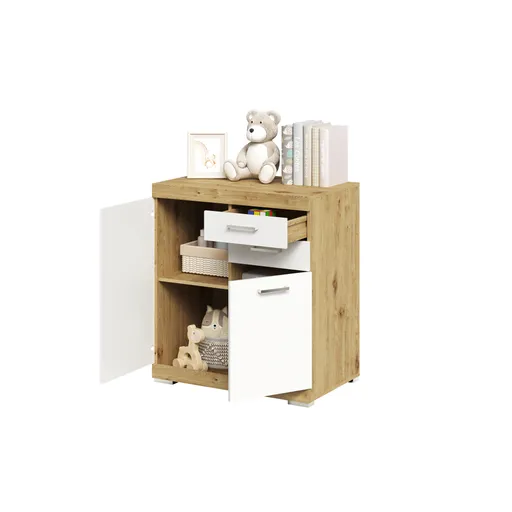 Kommode - Eiche Dekor, Weiß 