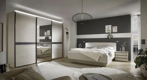 Schwebetürenschrank - B. ca. 298 cm, Sandglas, Kristallspiegel